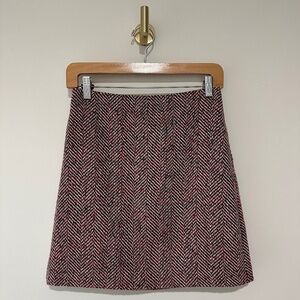 Classic Loft Petite Red & Black Herringbone Mini Skirt - 0P